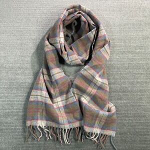 Royal Speyside Scarf Unisex Gray Pink Plaid Fringe Classic Lambswool Career